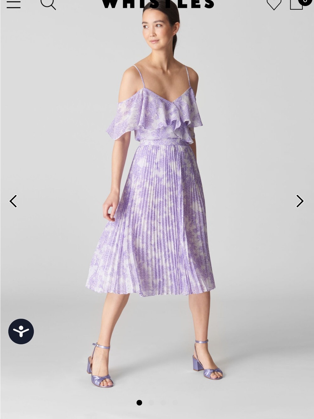 Whistles Pleated Floral Midi Skirt - Lavender - Picture 3 of 4